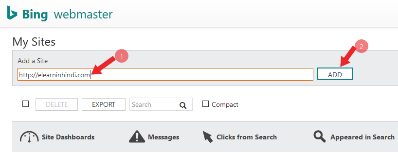 how to submit website on bing webmaster