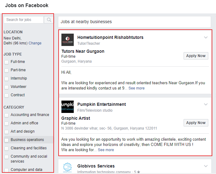 how to search job in facebook 2020
